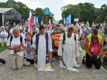 Pilgrims arrive at Jasna Gora shrine to pray before Our Lady of Częstochowa.